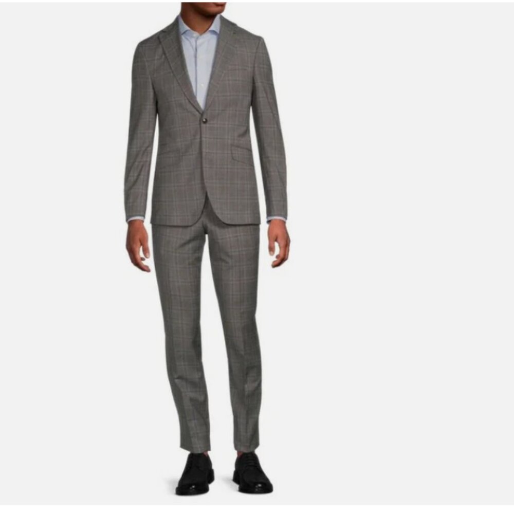 Ted Baker Grey Windowpane No Ordinary Joe ​Jake CT Two-Button Wool Suit 40L/32L